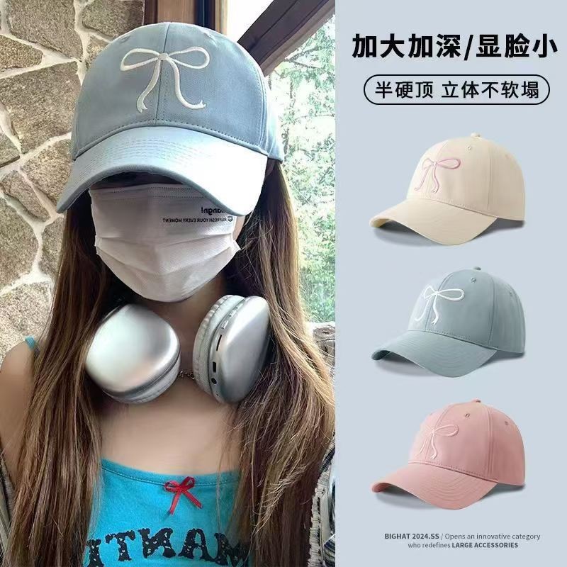 蝴蝶结棒球帽女2025新款甜美可爱户外运动百搭潮流防晒鸭舌帽遮阳